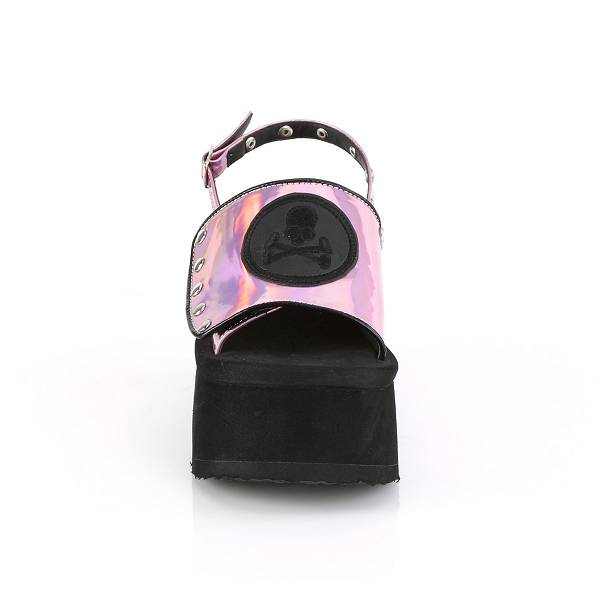 Demonia Women's Funn-32 Platform Sandals - Pink Hologram D5079-82US Clearance